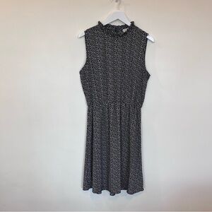 Betseys Boutique Ruffle Mock Neck Sleeveless Dress Womens Large Black White NWT